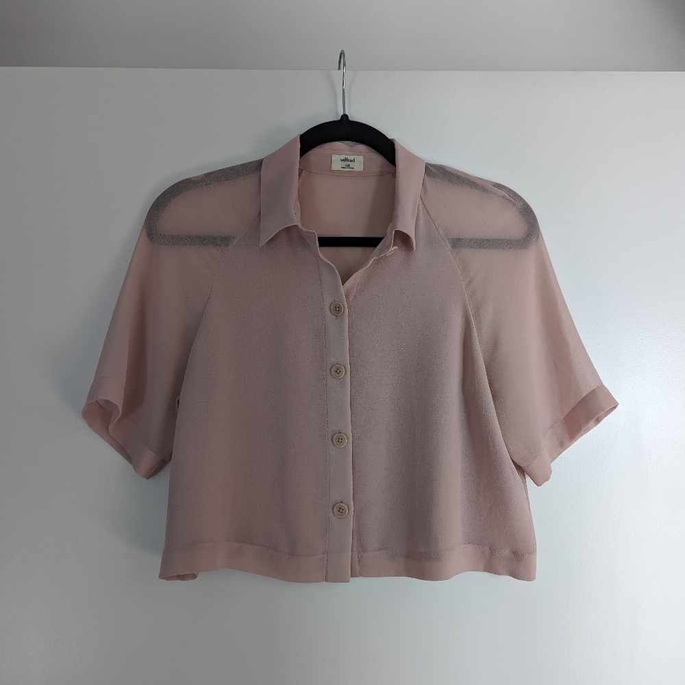 Aritzia button up cropped t-shirt